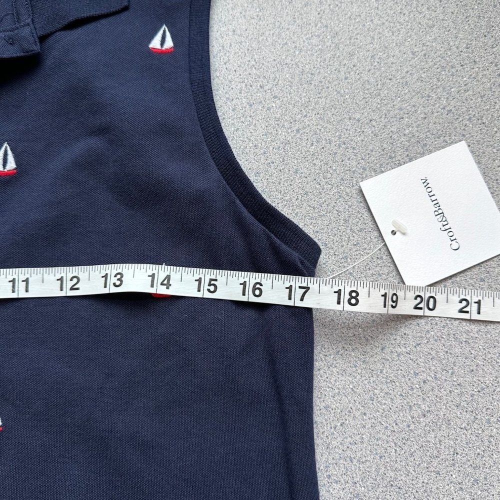 Croft & Barrow Sleeveless Top Women Small Blue Sail Boat Embroidered Costal NWT - Picture 6 of 7